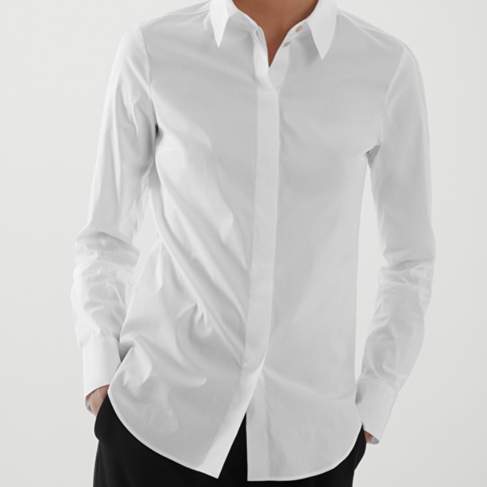 COS white slim-fit long sleeve shirt